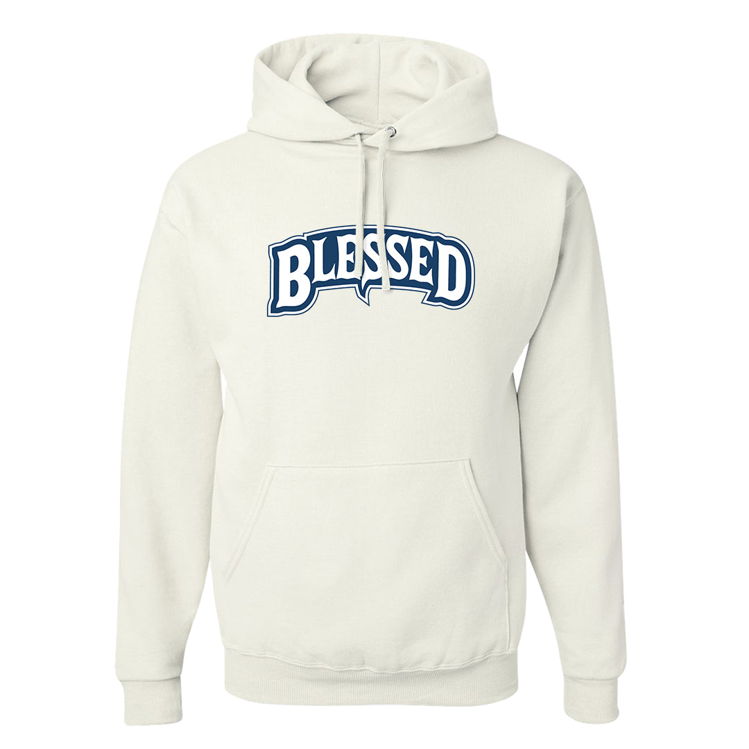 True Blue Low 1s Hoodie | Blessed Arch, White