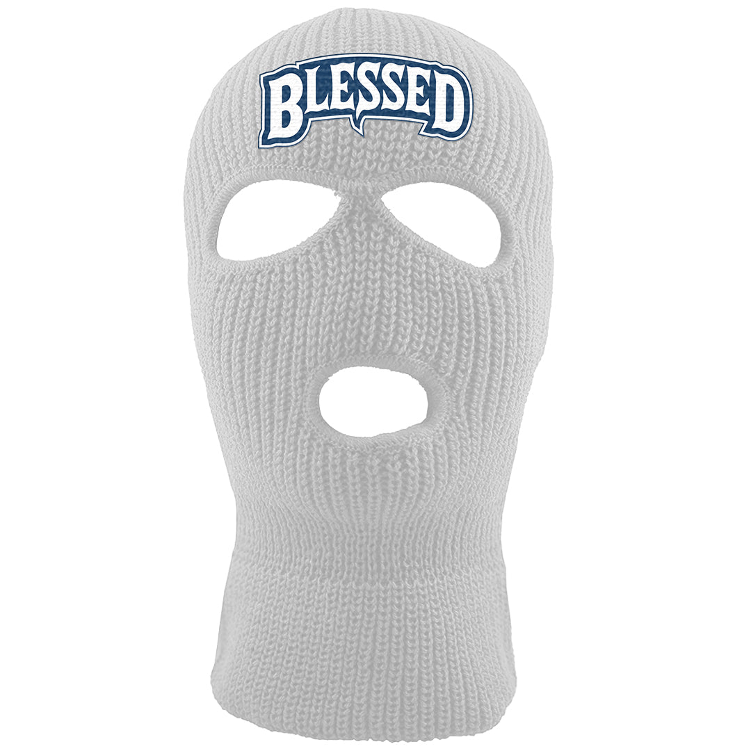 True Blue Low 1s Ski Mask | Blessed Arch, White