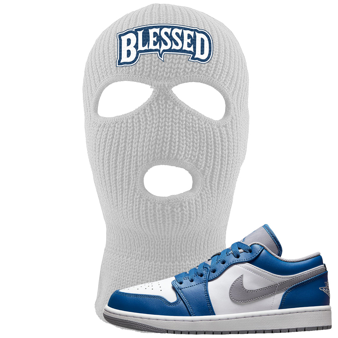 True Blue Low 1s Ski Mask | Blessed Arch, White