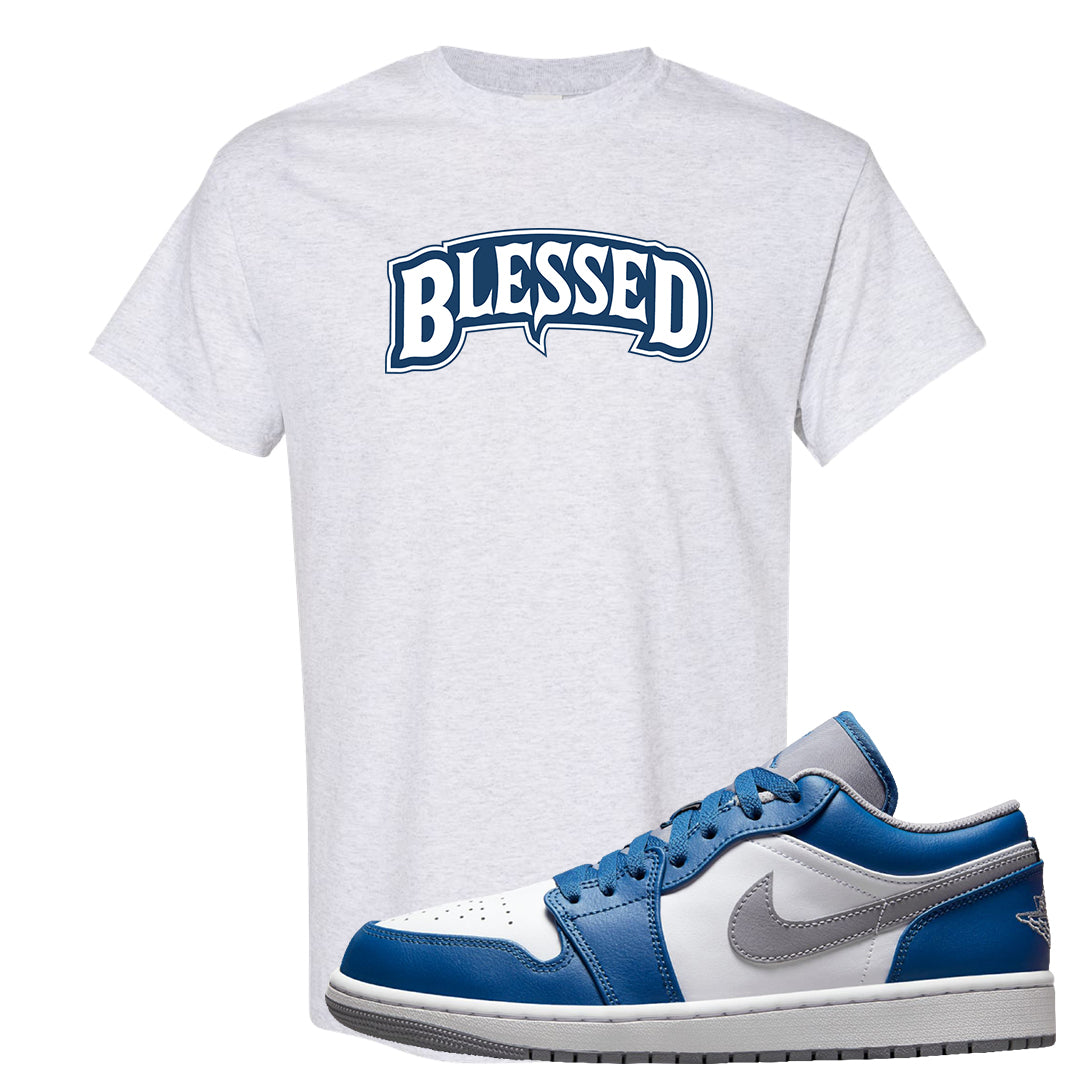 True Blue Low 1s T Shirt | Blessed Arch, Ash