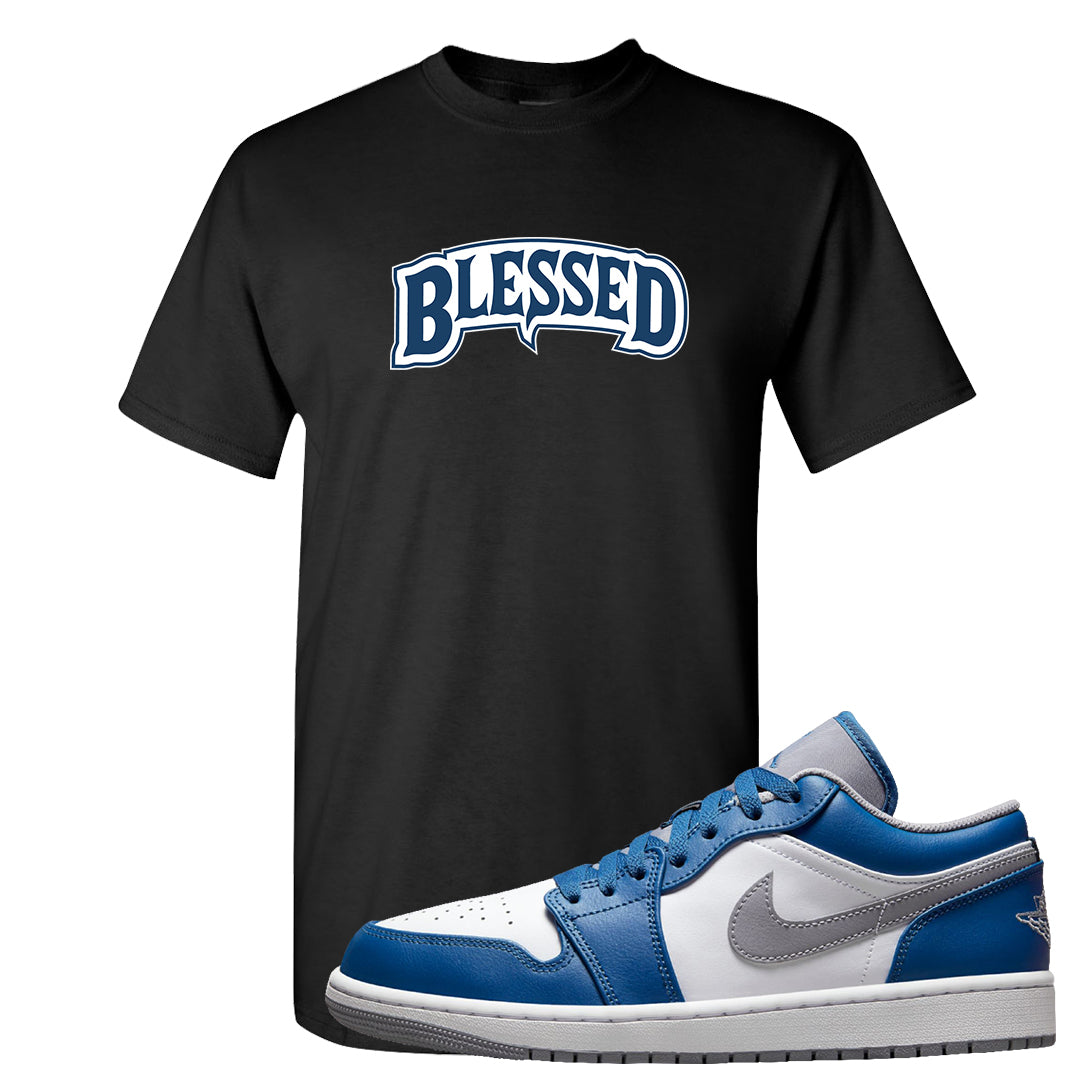 True Blue Low 1s T Shirt | Blessed Arch, Black