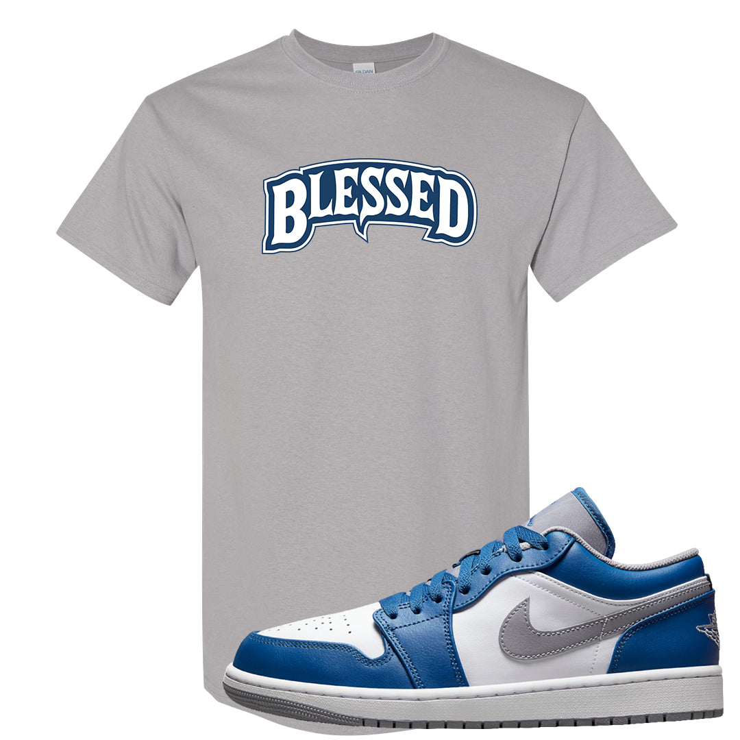 True Blue Low 1s T Shirt | Blessed Arch, Gravel