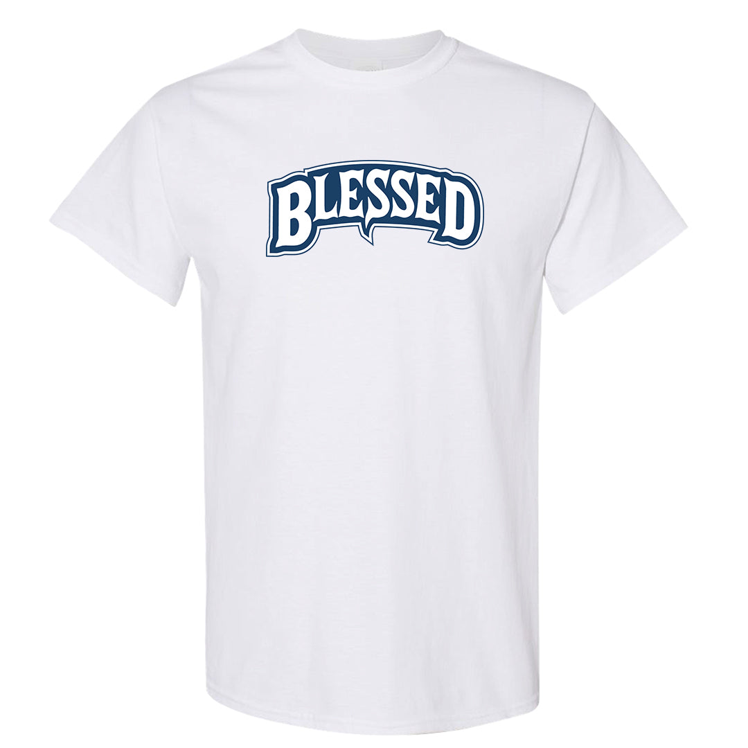 True Blue Low 1s T Shirt | Blessed Arch, White