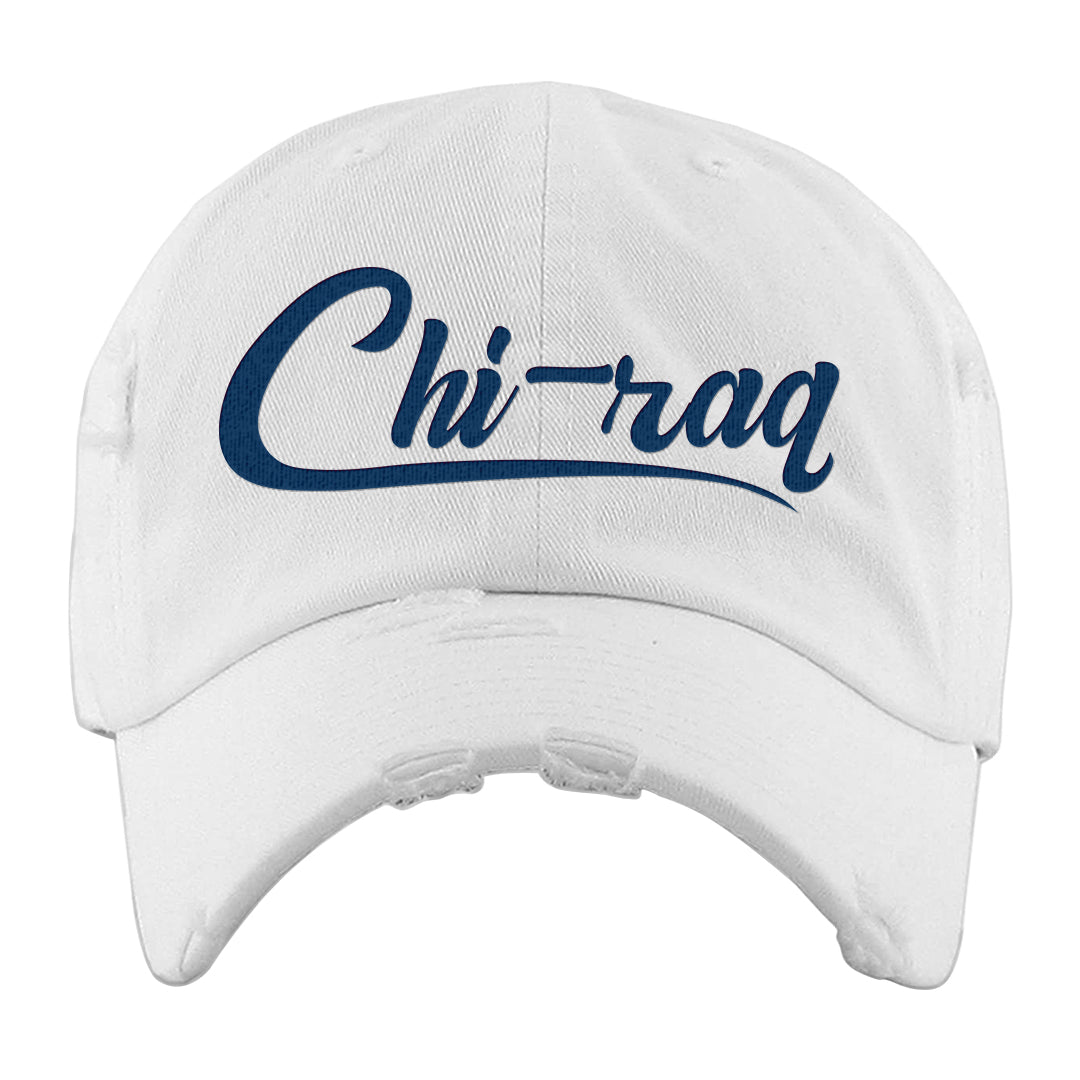 True Blue Low 1s Distressed Dad Hat | Chiraq, White