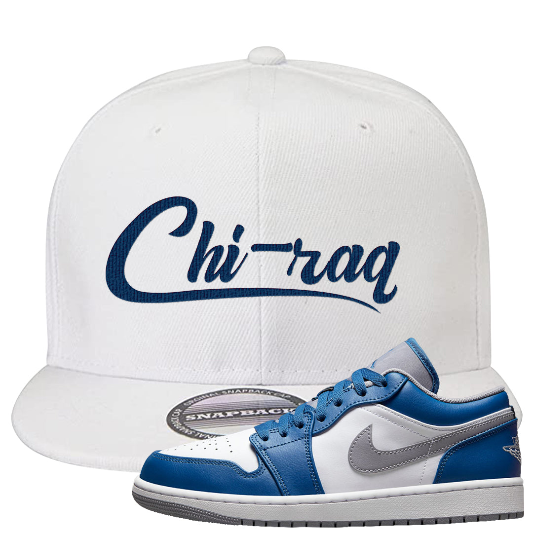 True Blue Low 1s Snapback Hat | Chiraq, White