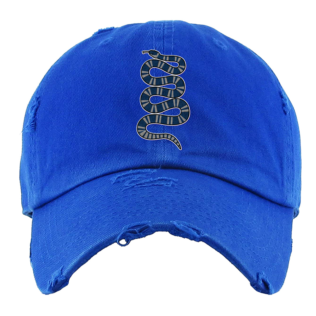 True Blue Low 1s Distressed Dad Hat | Coiled Snake, Royal