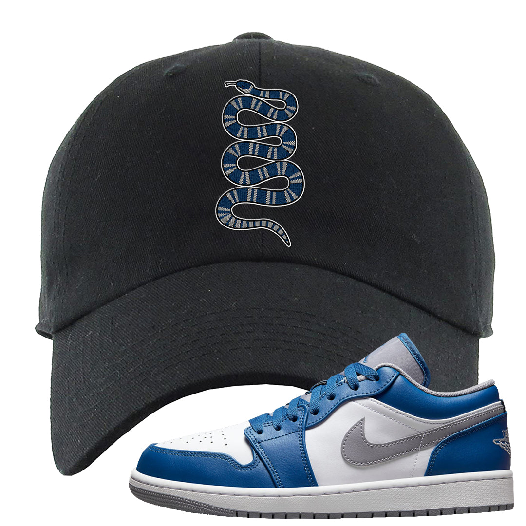 True Blue Low 1s Dad Hat | Coiled Snake, Black