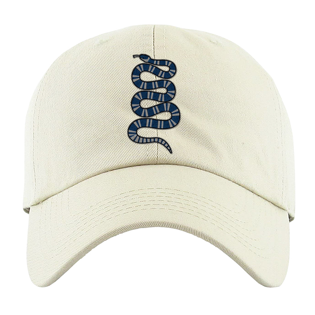 True Blue Low 1s Dad Hat | Coiled Snake, White