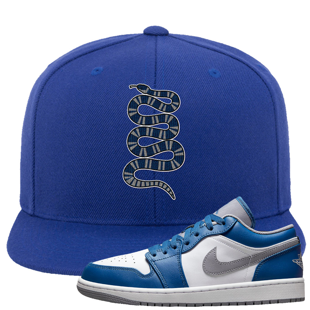 True Blue Low 1s Snapback Hat | Coiled Snake, Royal