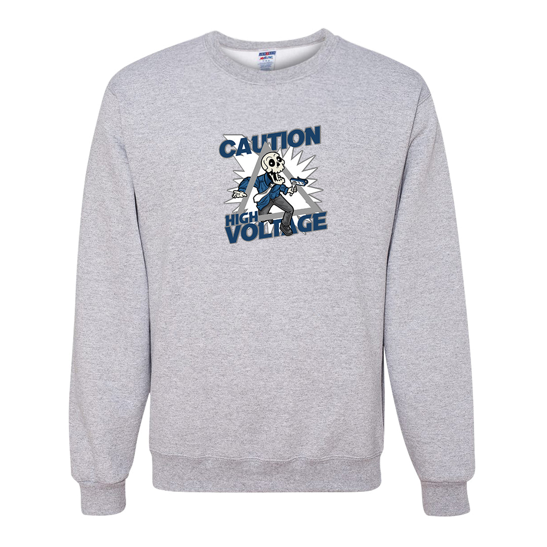 True Blue Low 1s Crewneck Sweatshirt | Caution High Voltage, Ash
