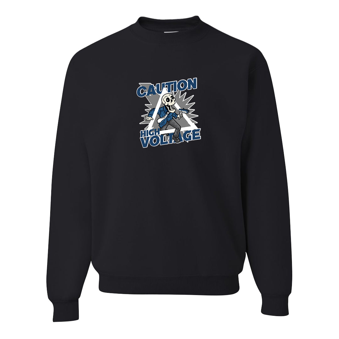 True Blue Low 1s Crewneck Sweatshirt | Caution High Voltage, Black