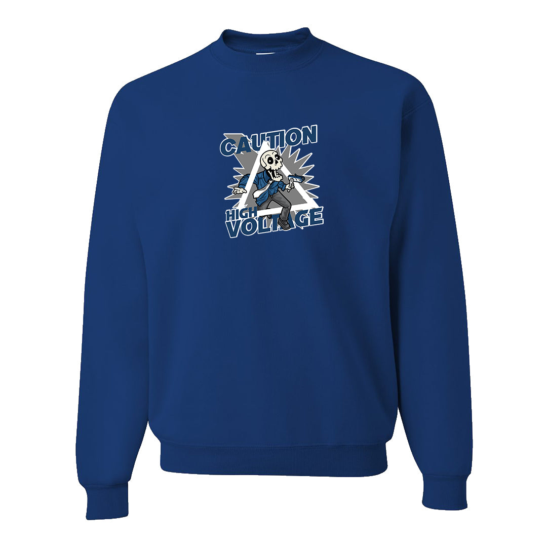 True Blue Low 1s Crewneck Sweatshirt | Caution High Voltage, Royal