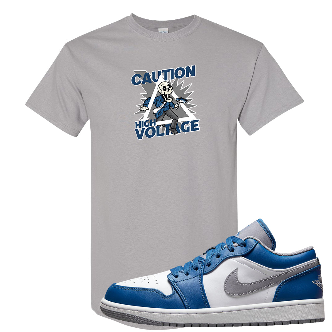 True Blue Low 1s T Shirt | Caution High Voltage, Gravel