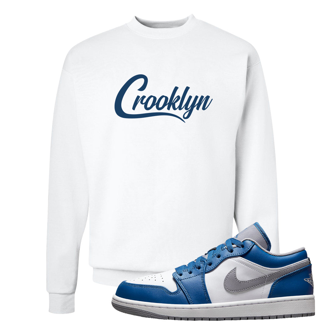 True Blue Low 1s Crewneck Sweatshirt | Crooklyn, White