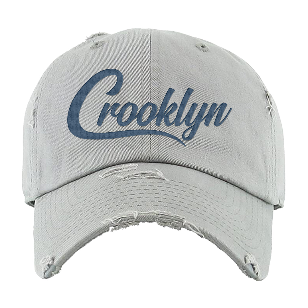 True Blue Low 1s Distressed Dad Hat | Crooklyn, Light Gray