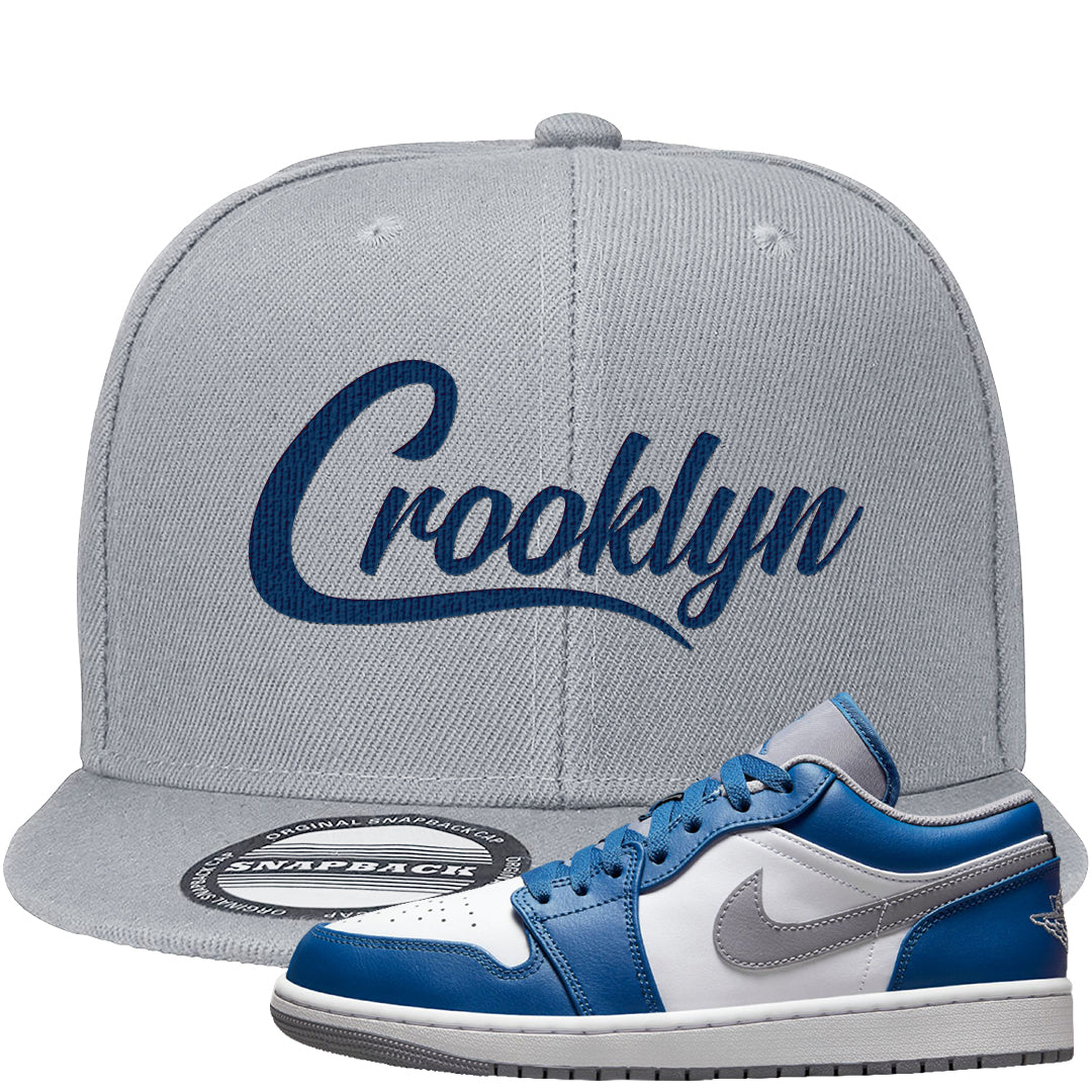 True Blue Low 1s Snapback Hat | Crooklyn, Light Gray