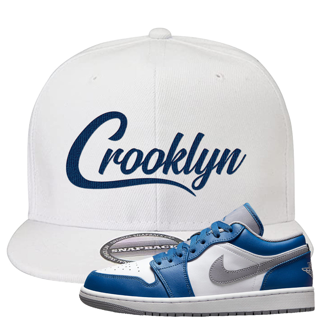 True Blue Low 1s Snapback Hat | Crooklyn, White