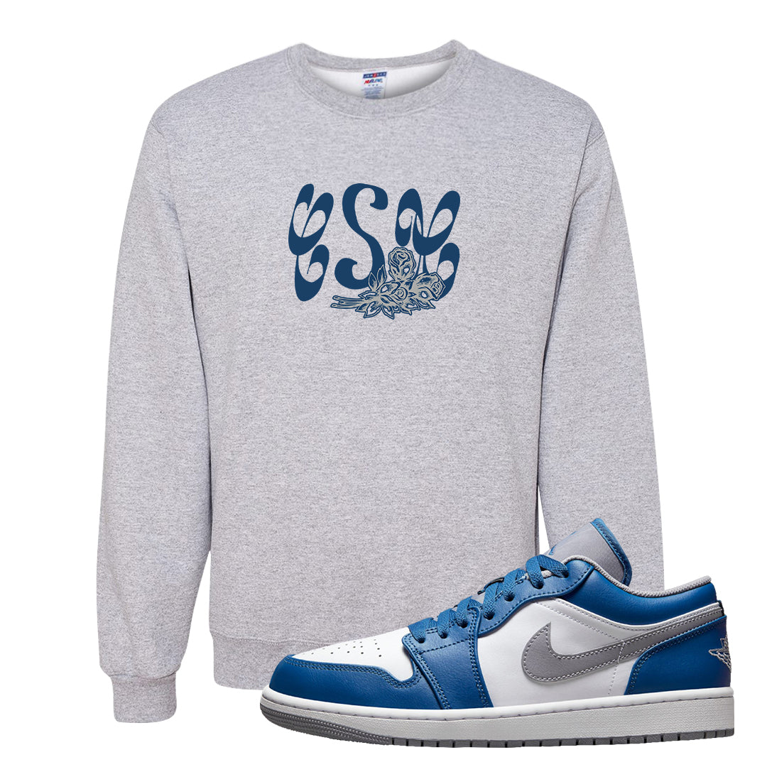 True Blue Low 1s Crewneck Sweatshirt | Certified Sneakerhead, Ash