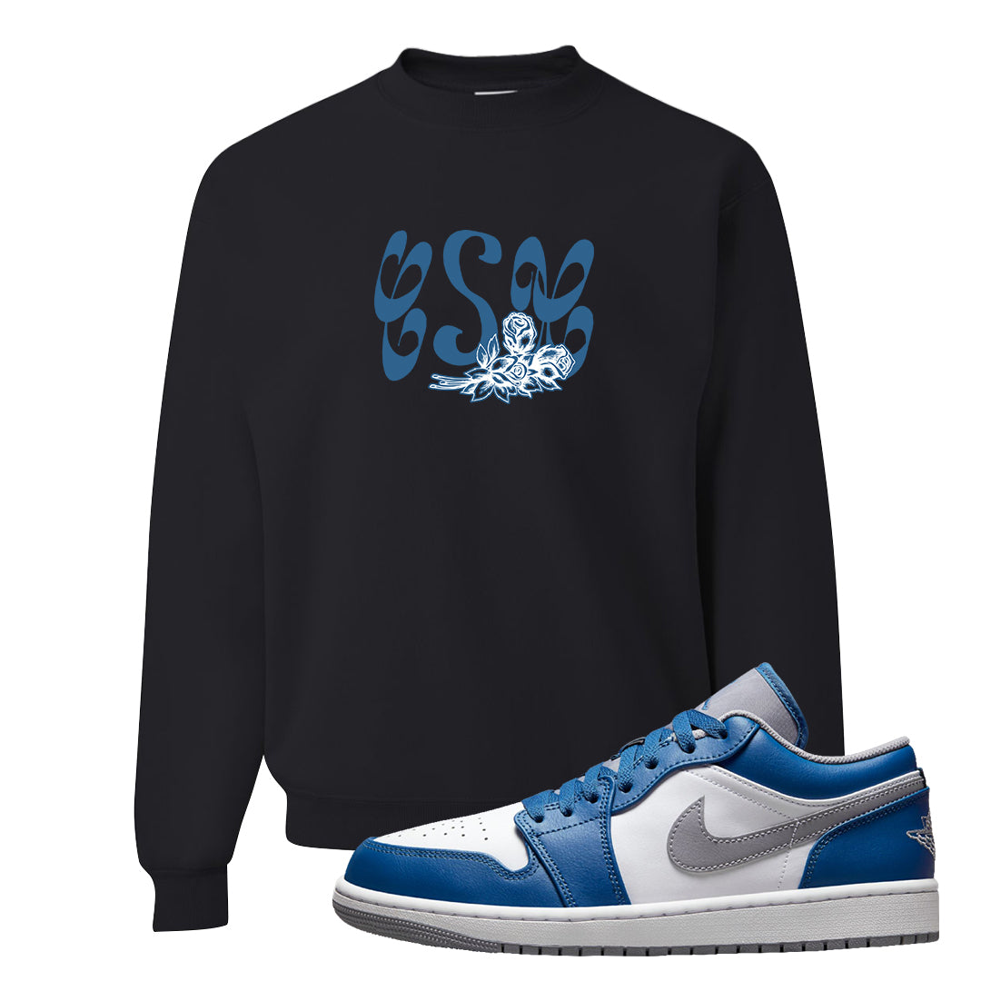 True Blue Low 1s Crewneck Sweatshirt | Certified Sneakerhead, Black