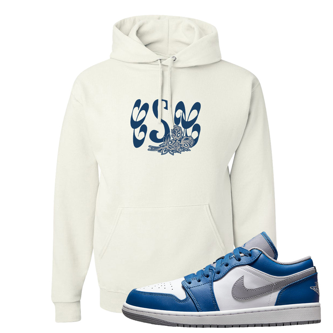 True Blue Low 1s Hoodie | Certified Sneakerhead, White