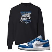 True Blue Low 1s Crewneck Sweatshirt | Drip God Racing Club, Black