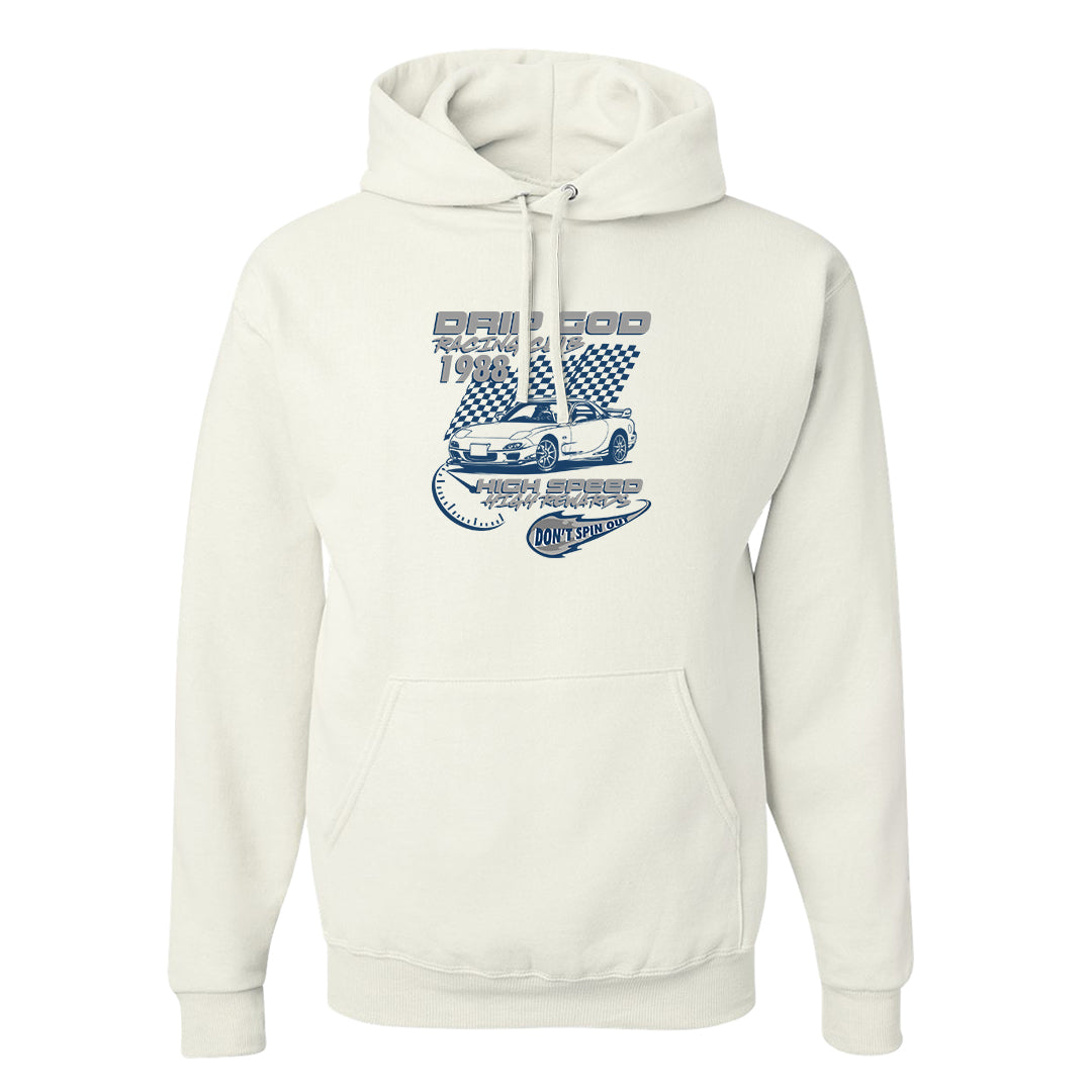 True Blue Low 1s Hoodie | Drip God Racing Club, White