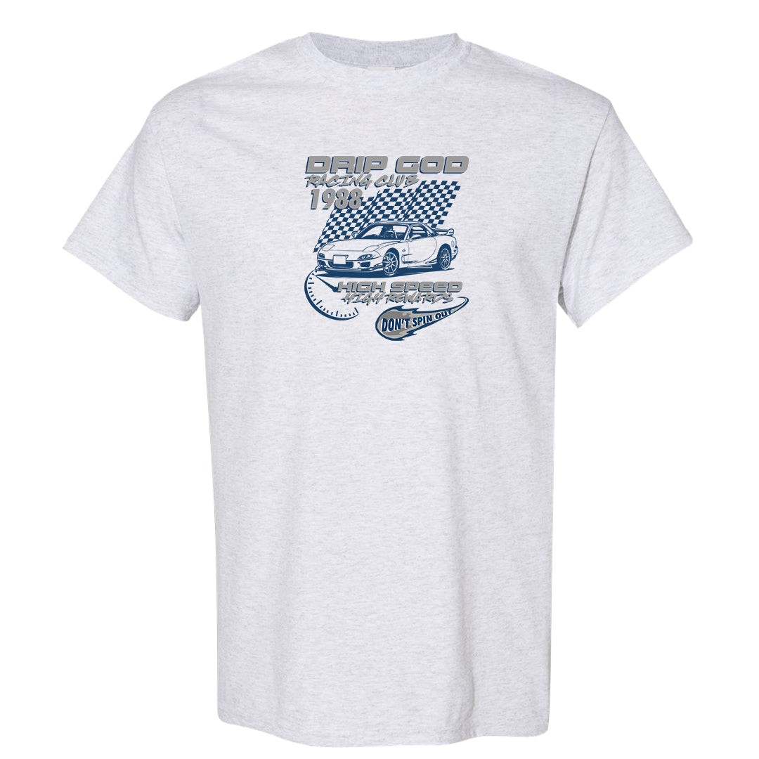 True Blue Low 1s T Shirt | Drip God Racing Club, Ash