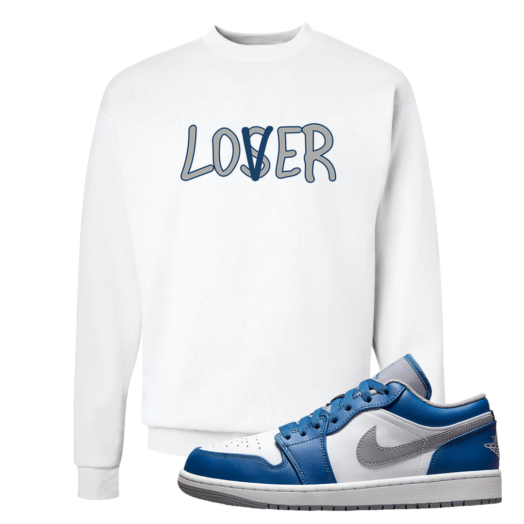 True Blue Low 1s Crewneck Sweatshirt | Lover, White