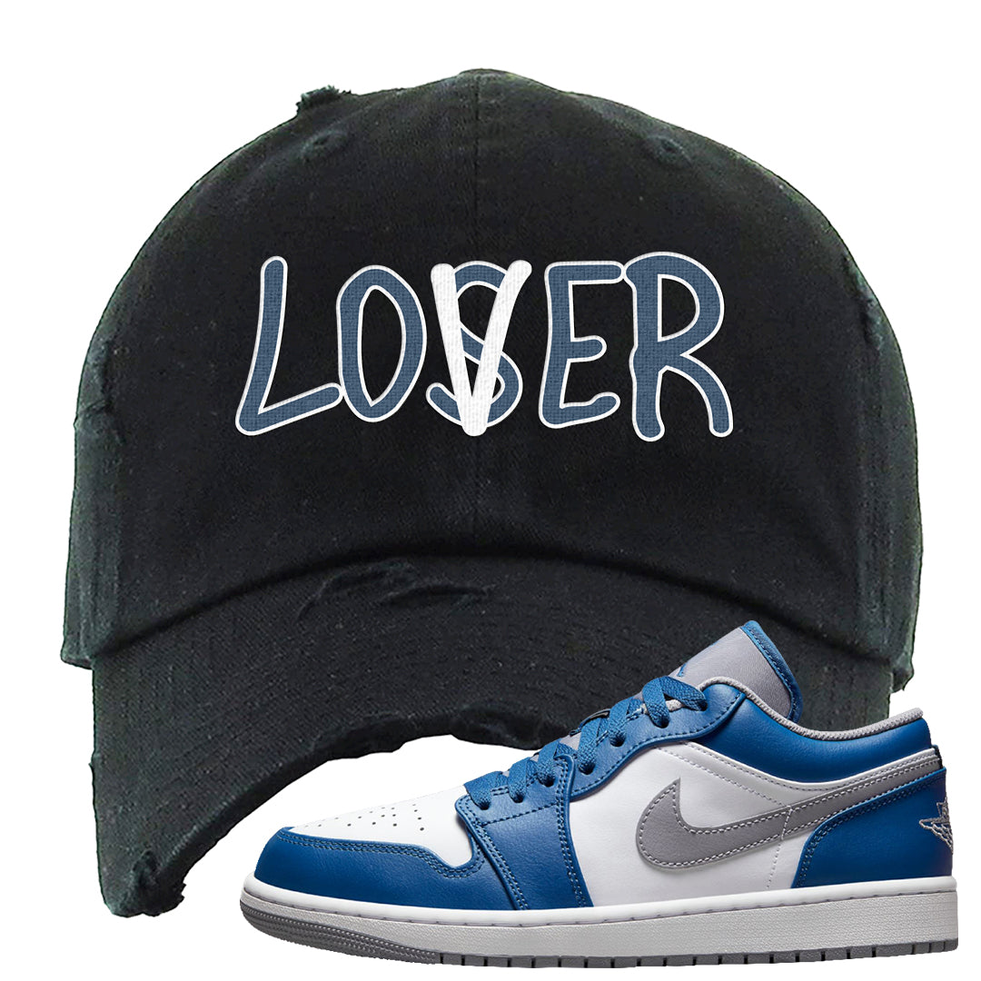 True Blue Low 1s Distressed Dad Hat | Lover, Black