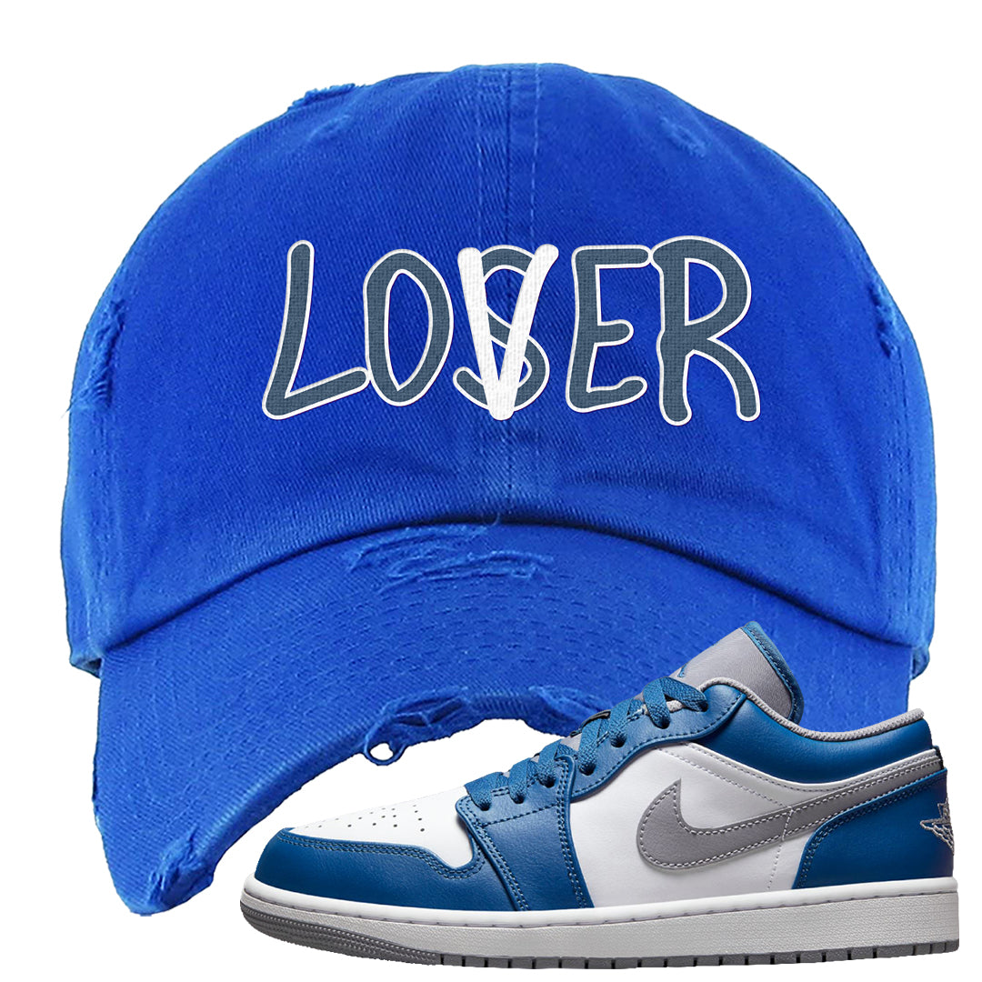 True Blue Low 1s Distressed Dad Hat | Lover, Royal