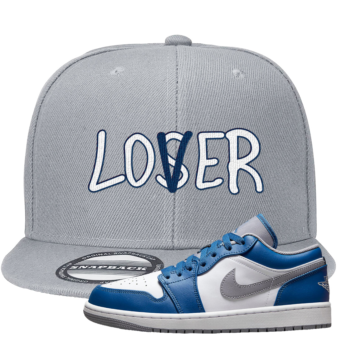 True Blue Low 1s Snapback Hat | Lover, Light Gray