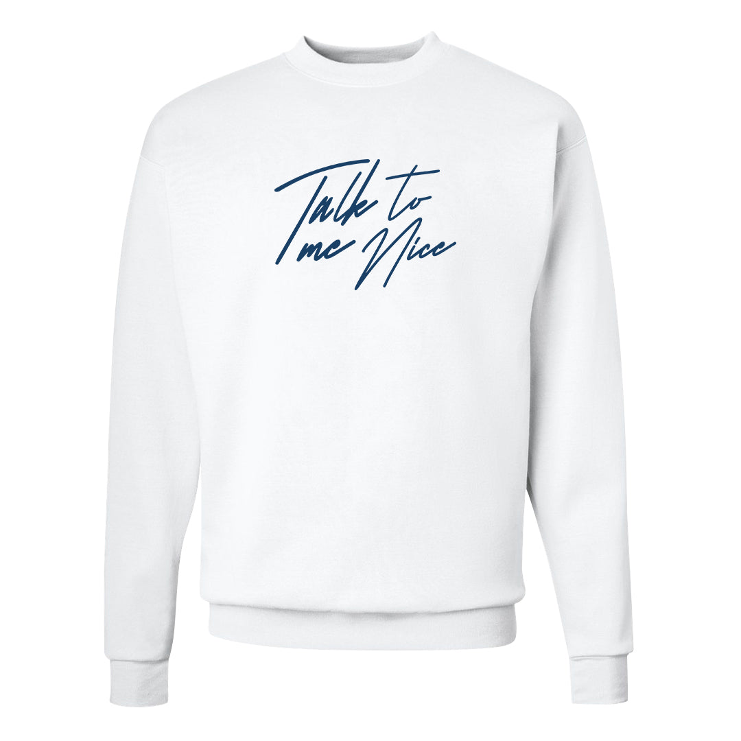 True Blue Low 1s Crewneck Sweatshirt | Talk To Me Nice, White