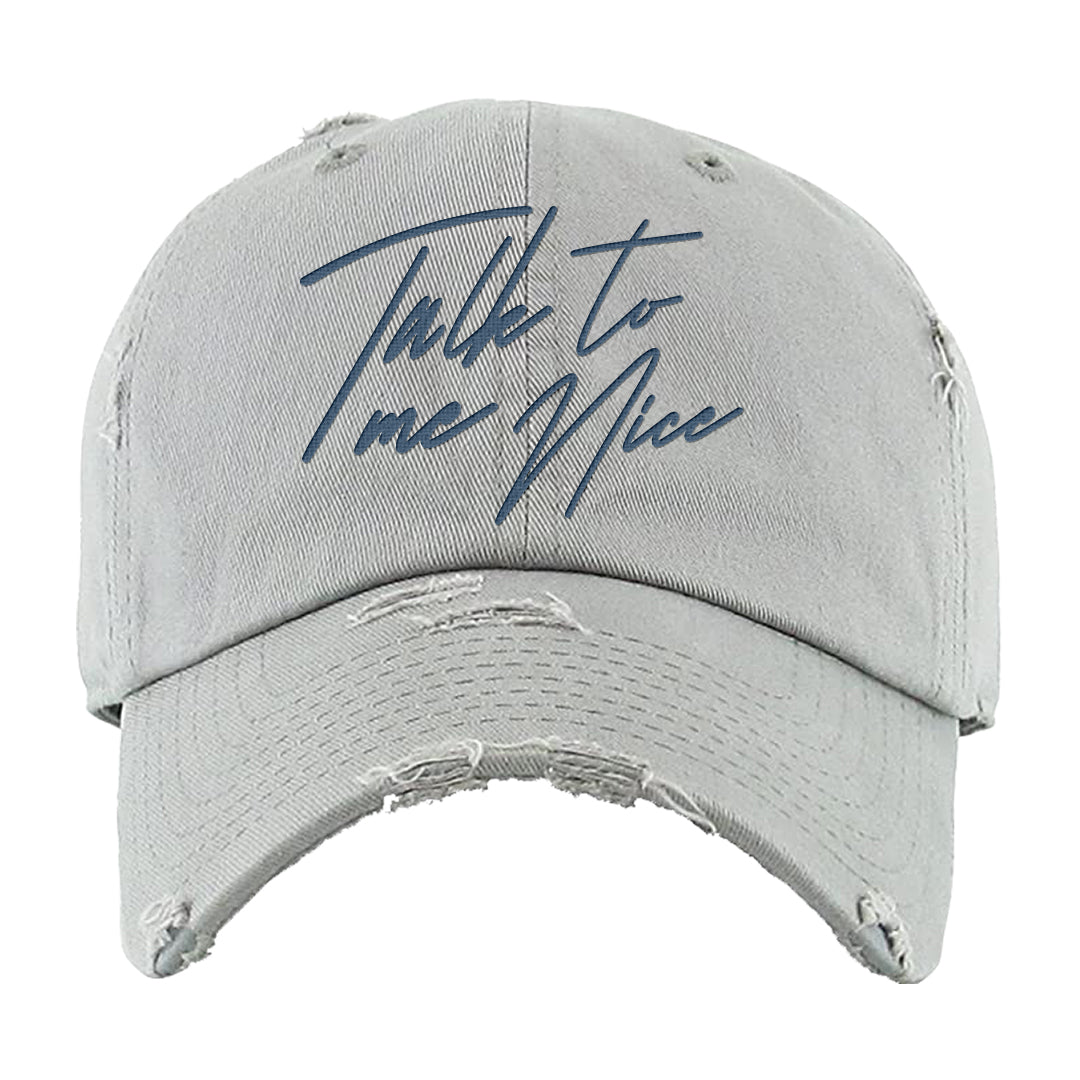 True Blue Low 1s Distressed Dad Hat | Talk To Me Nice, Light Gray