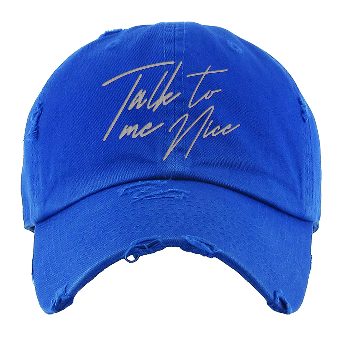 True Blue Low 1s Distressed Dad Hat | Talk To Me Nice, Royal