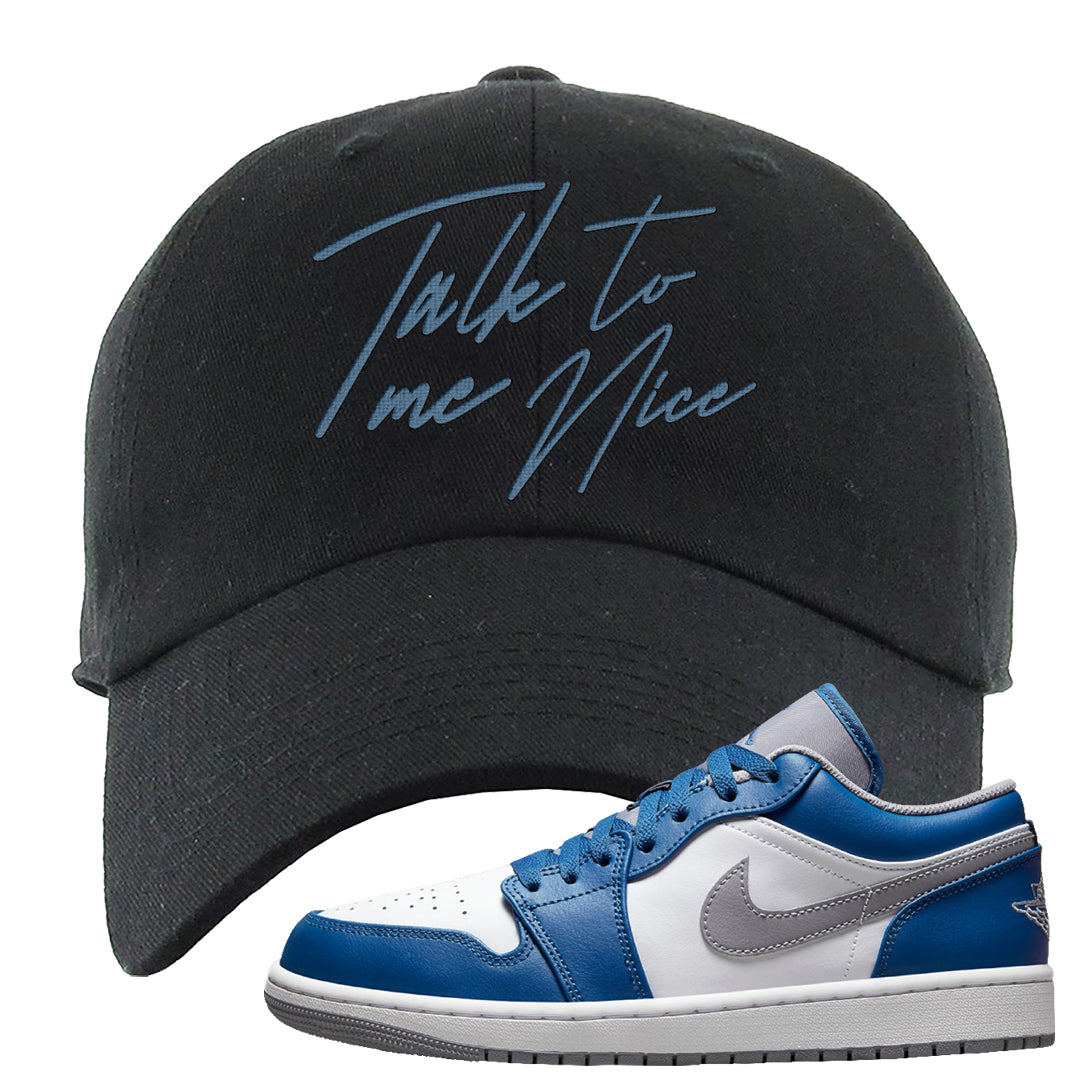 True Blue Low 1s Dad Hat | Talk To Me Nice, Black