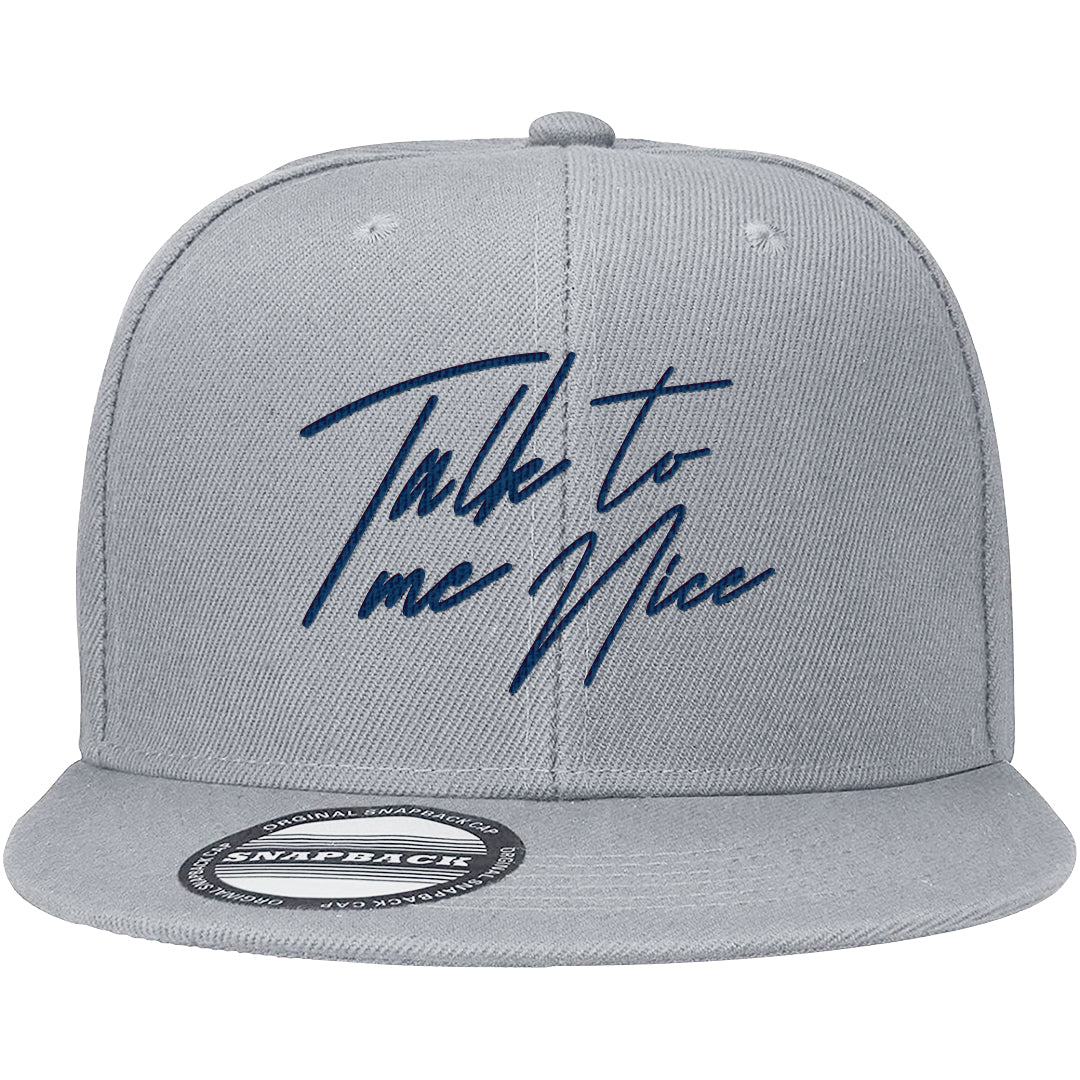 True Blue Low 1s Snapback Hat | Talk To Me Nice, Light Gray