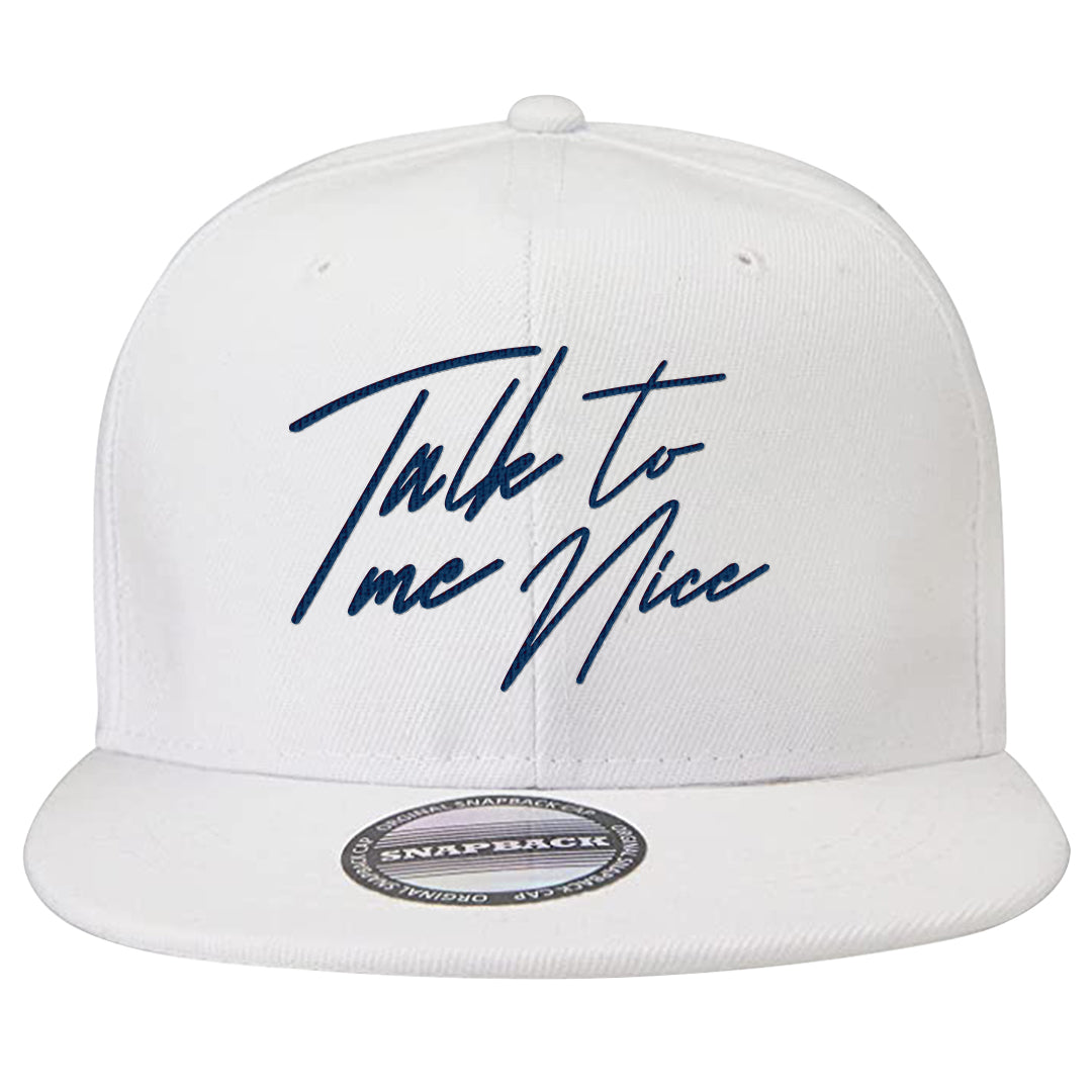 True Blue Low 1s Snapback Hat | Talk To Me Nice, White