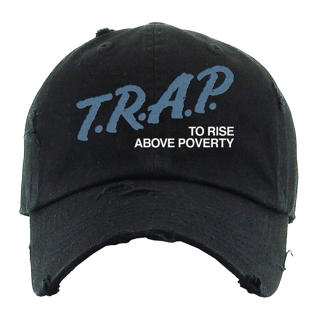 True Blue Low 1s Distressed Dad Hat | Trap To Rise Above Poverty, Black