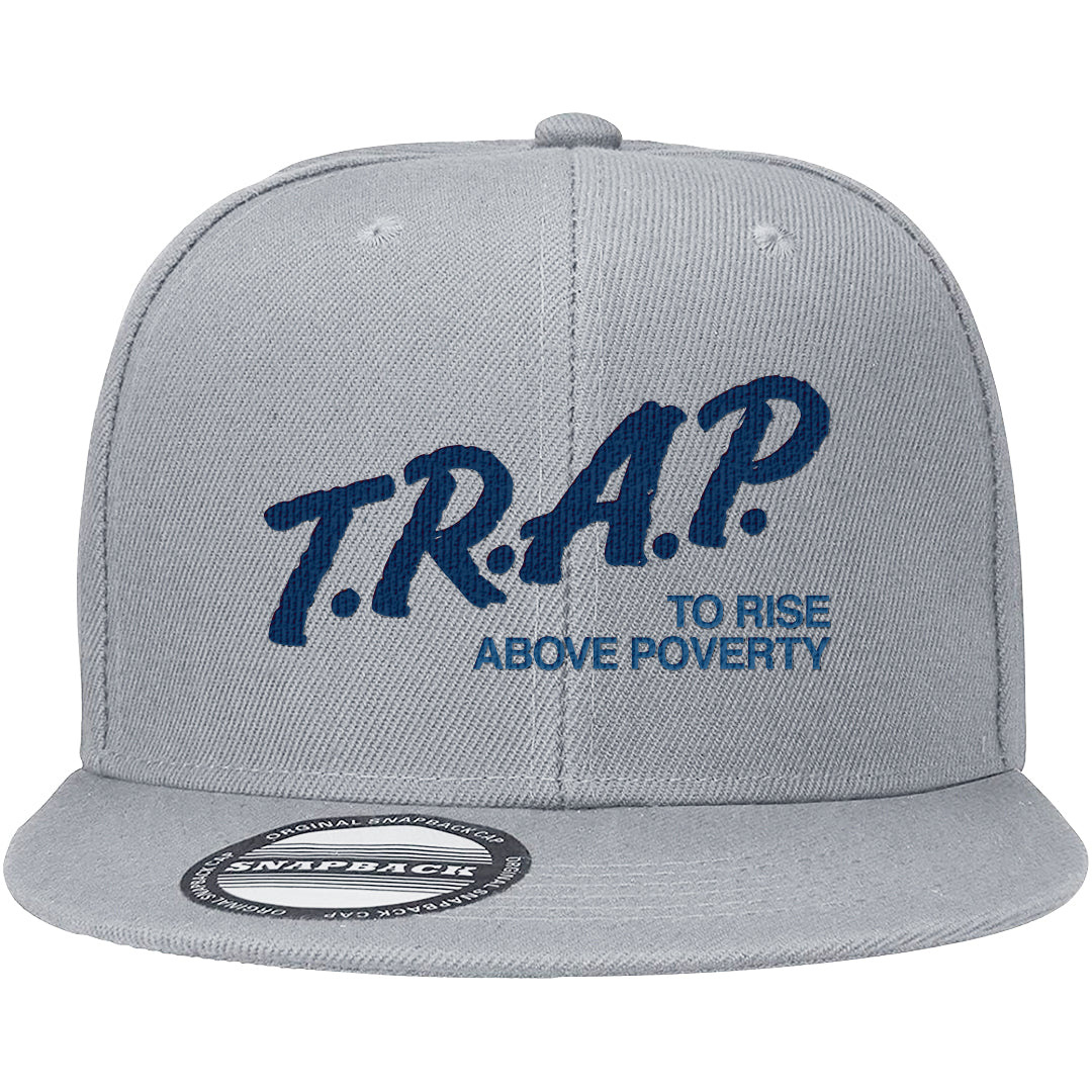 True Blue Low 1s Snapback Hat | Trap To Rise Above Poverty, Light Gray