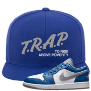 True Blue Low 1s Snapback Hat | Trap To Rise Above Poverty, Royal