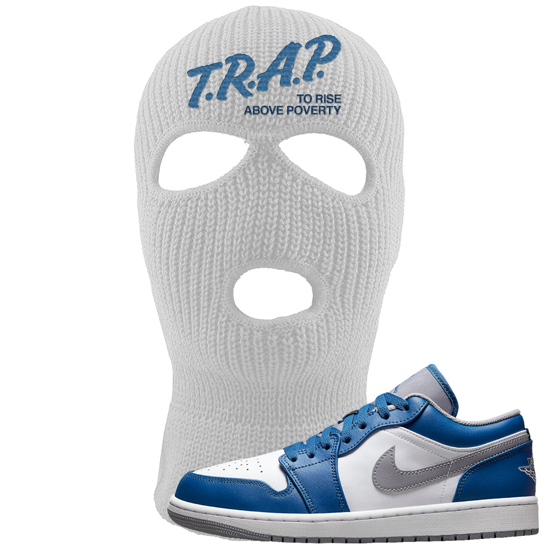 True Blue Low 1s Ski Mask | Trap To Rise Above Poverty, White