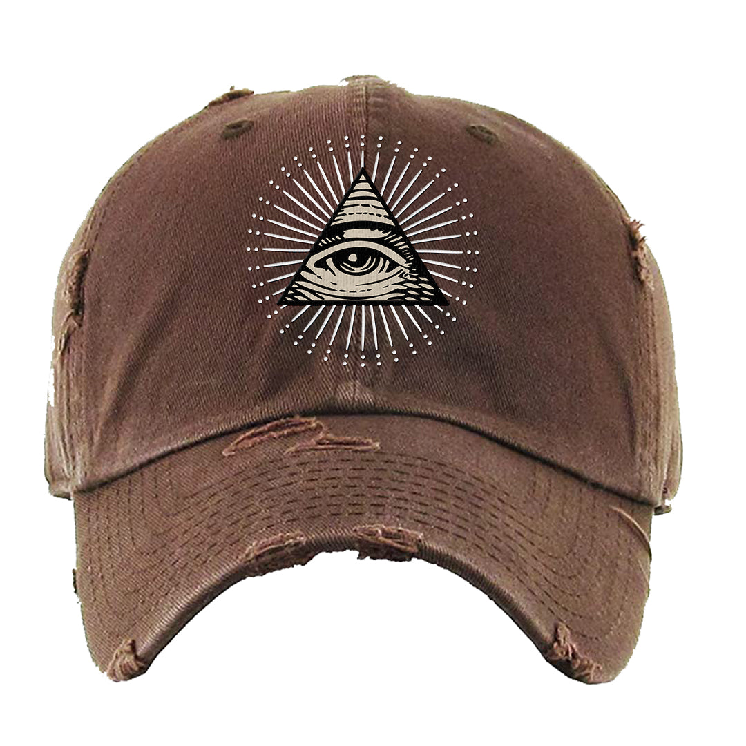 Year of the Rabbit Low 1s Distressed Dad Hat | All Seeing Eye, Brown