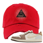 Year of the Rabbit Low 1s Distressed Dad Hat | All Seeing Eye, Red