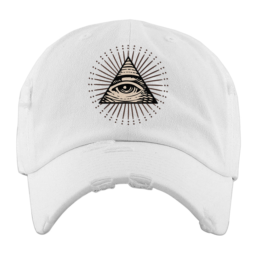 Year of the Rabbit Low 1s Distressed Dad Hat | All Seeing Eye, White