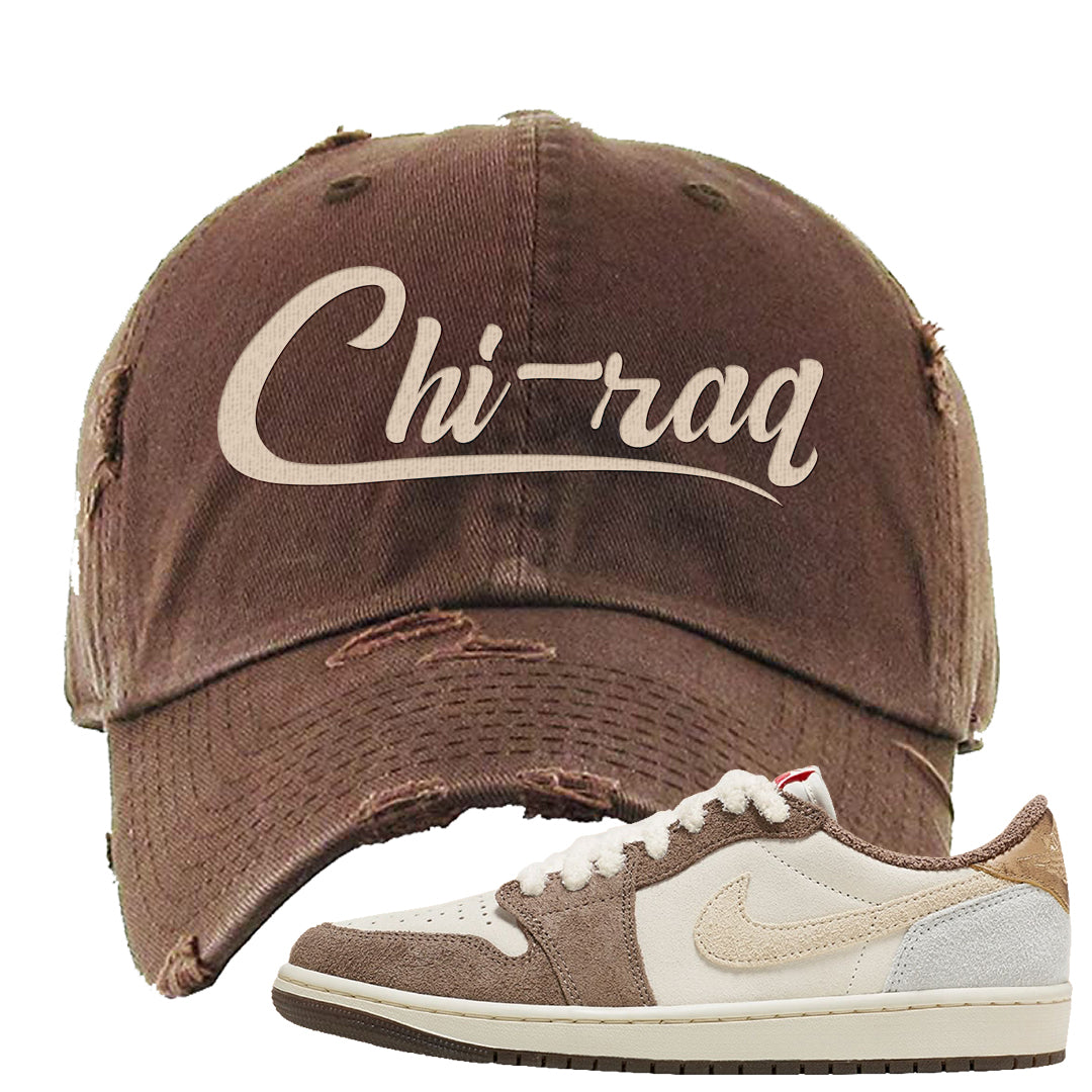 Year of the Rabbit Low 1s Distressed Dad Hat | Chiraq, Brown