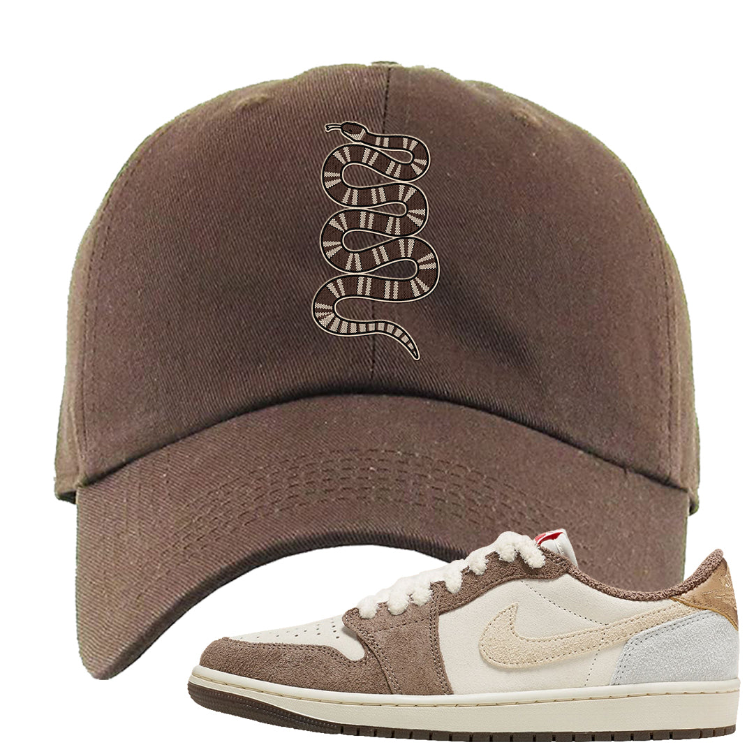 Year of the Rabbit Low 1s Dad Hat | Coiled Snake, Brown
