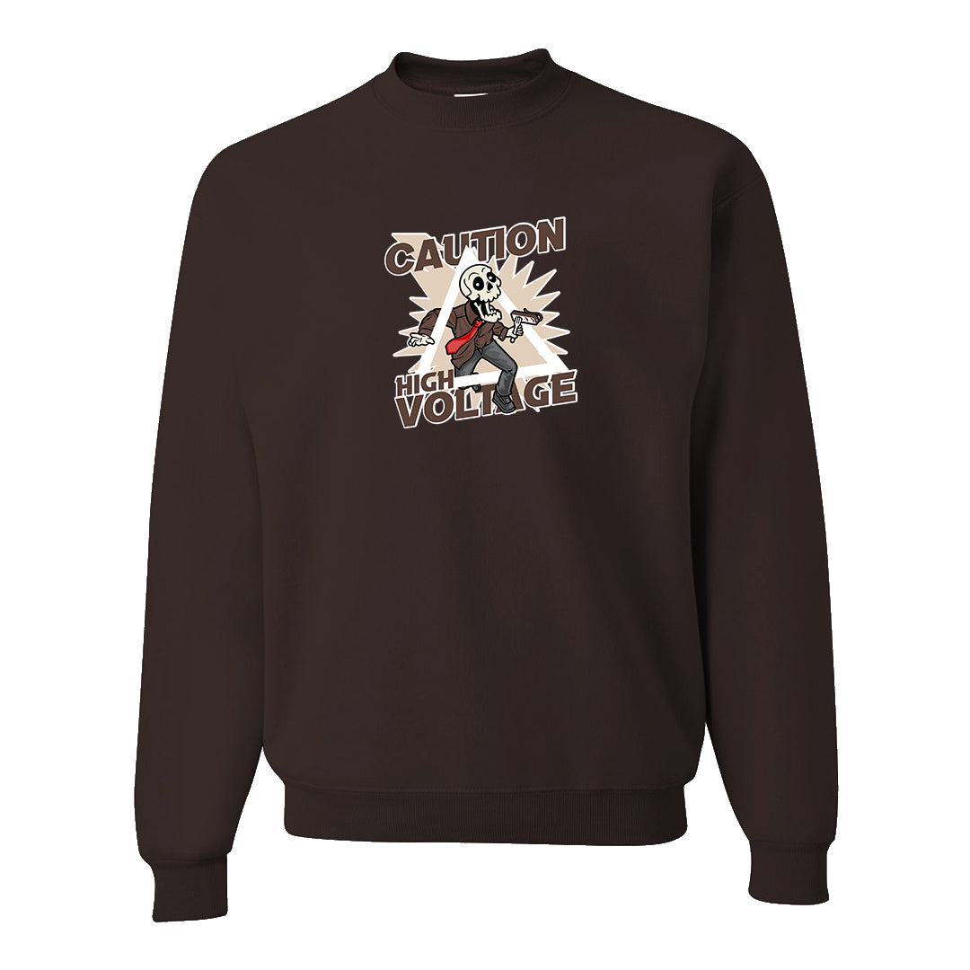 Year of the Rabbit Low 1s Crewneck Sweatshirt | Caution High Voltage, Dark Chocolate