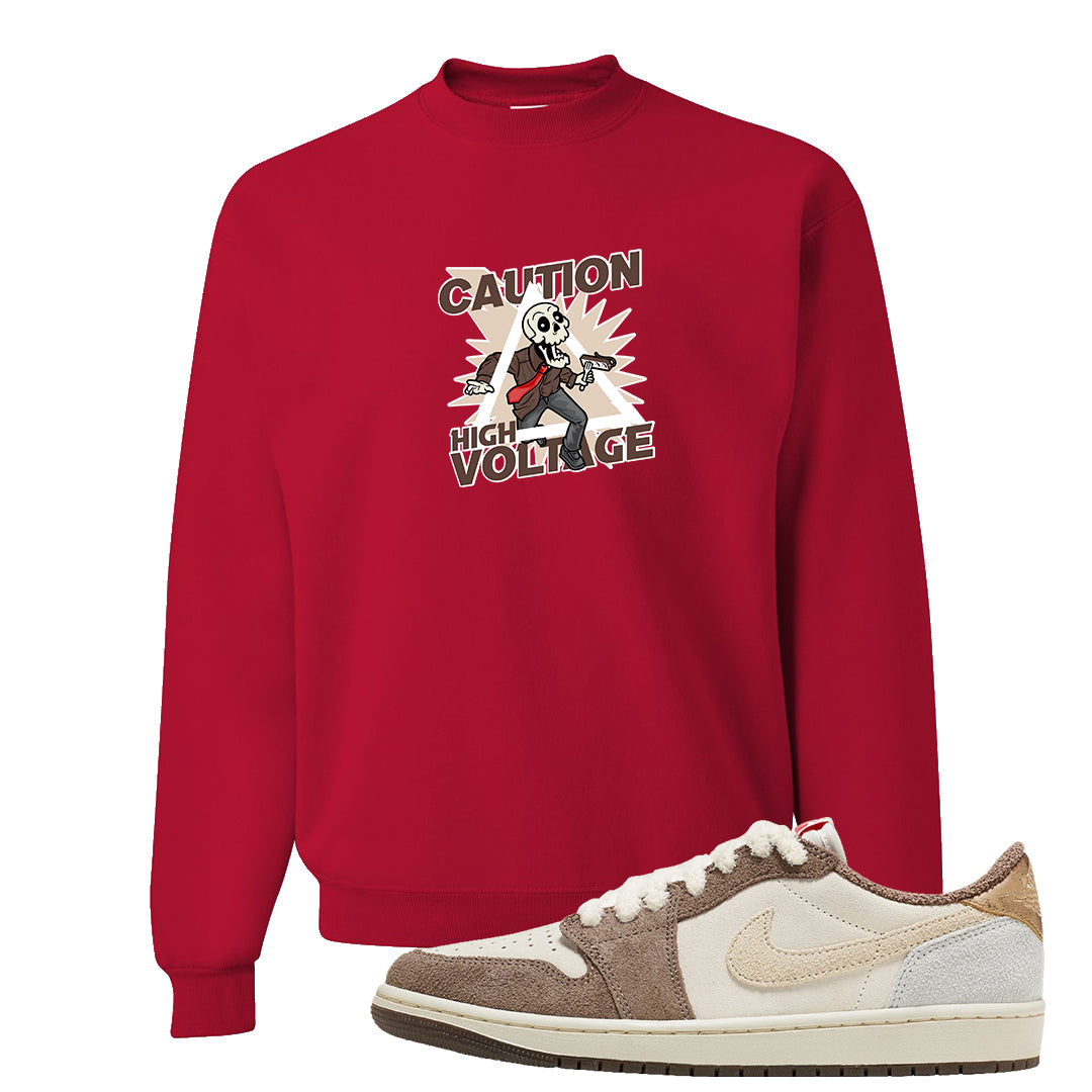 Year of the Rabbit Low 1s Crewneck Sweatshirt | Caution High Voltage, Red