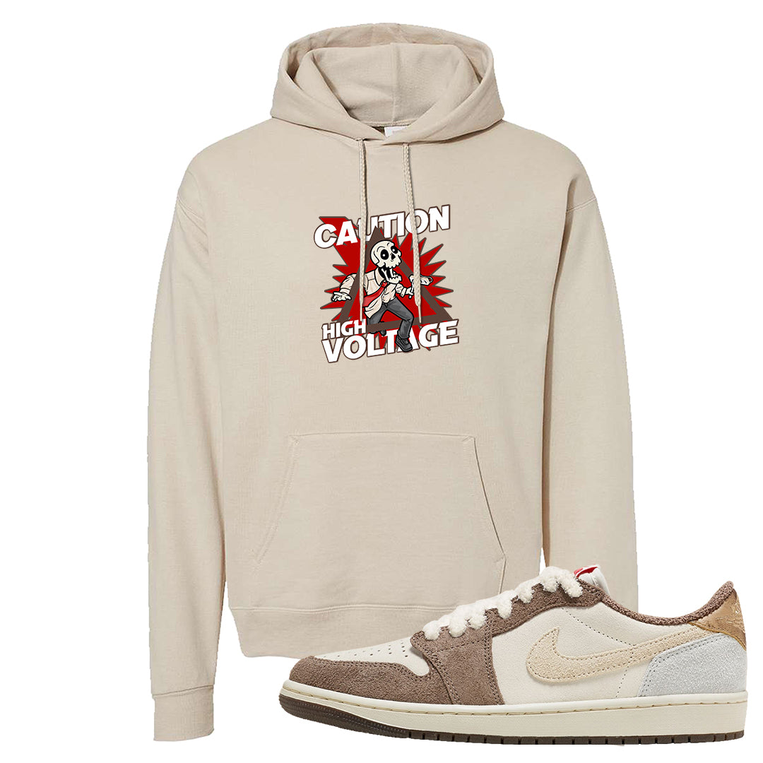 Year of the Rabbit Low 1s Hoodie | Caution High Voltage, Sand