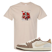 Year of the Rabbit Low 1s T Shirt | Caution High Voltage, Sand
